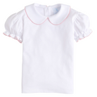 Girl's Short Sleeve Peter Pan Blouse - Light Pink Trim from Anderson Parker