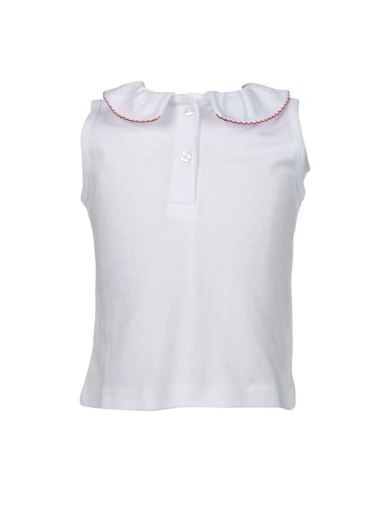 Girls Sleeveless Top Red Trim from Anderson Parker