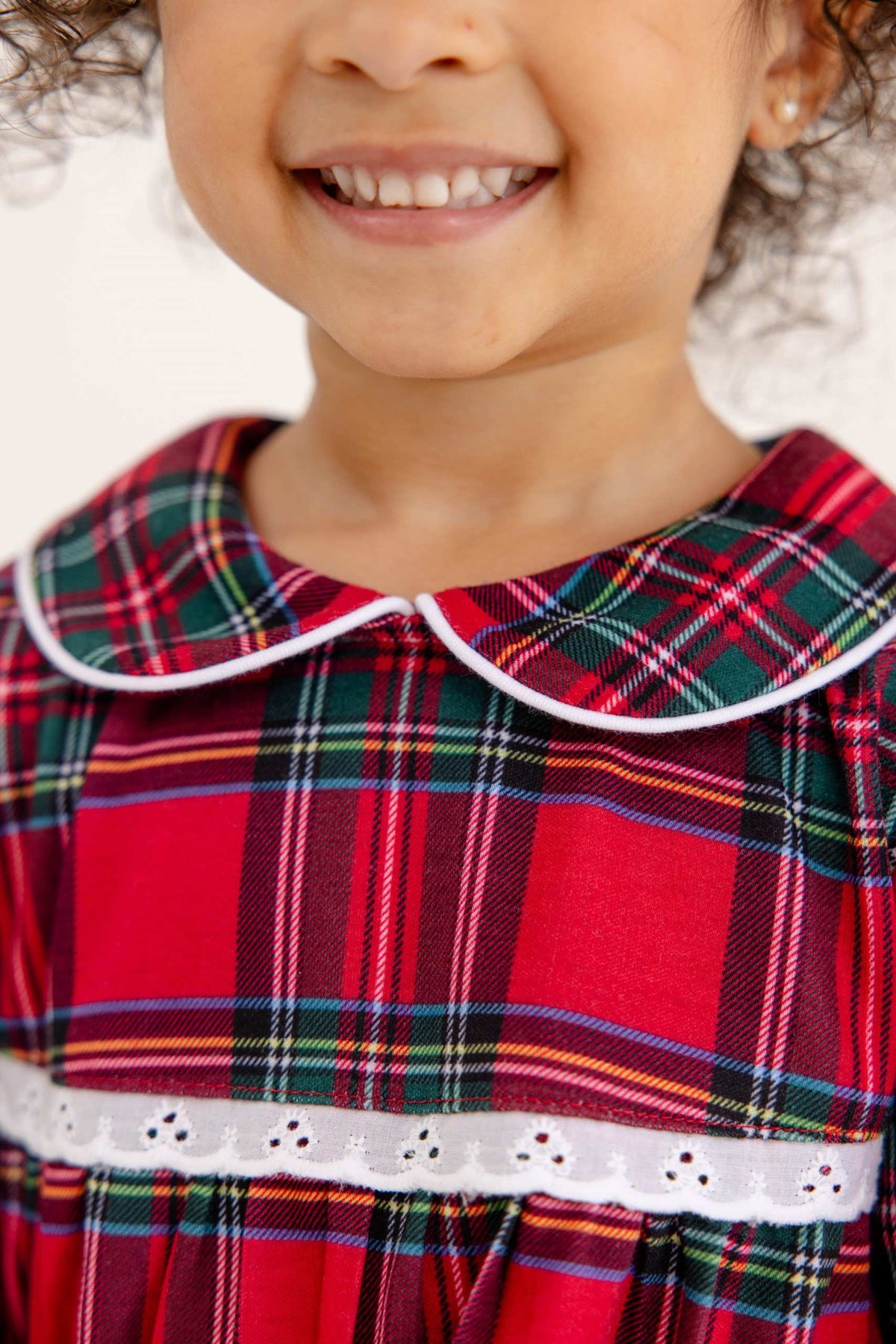 Goldie Locks Gown - Polyester Interlock - Society Prep Plaid/Worth Ave White from Anderson Parker