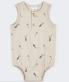 Golf Caddy Print on Sand Ribbed Bubble Romper from Anderson Parker