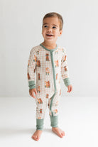 Green Pup Friends Zipper Romper from Anderson Parker