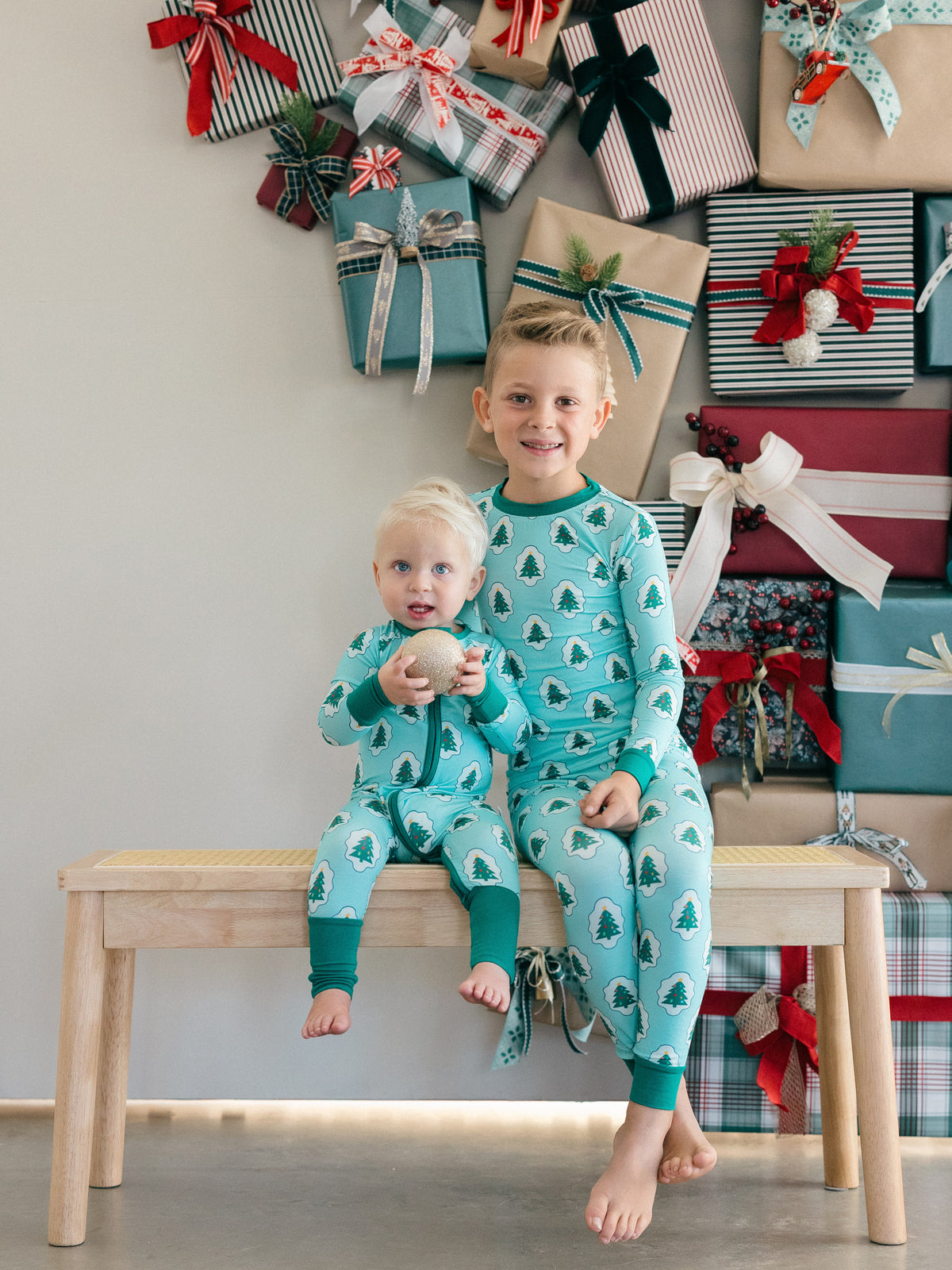 Green Starry Tree Zipper Romper from Anderson Parker