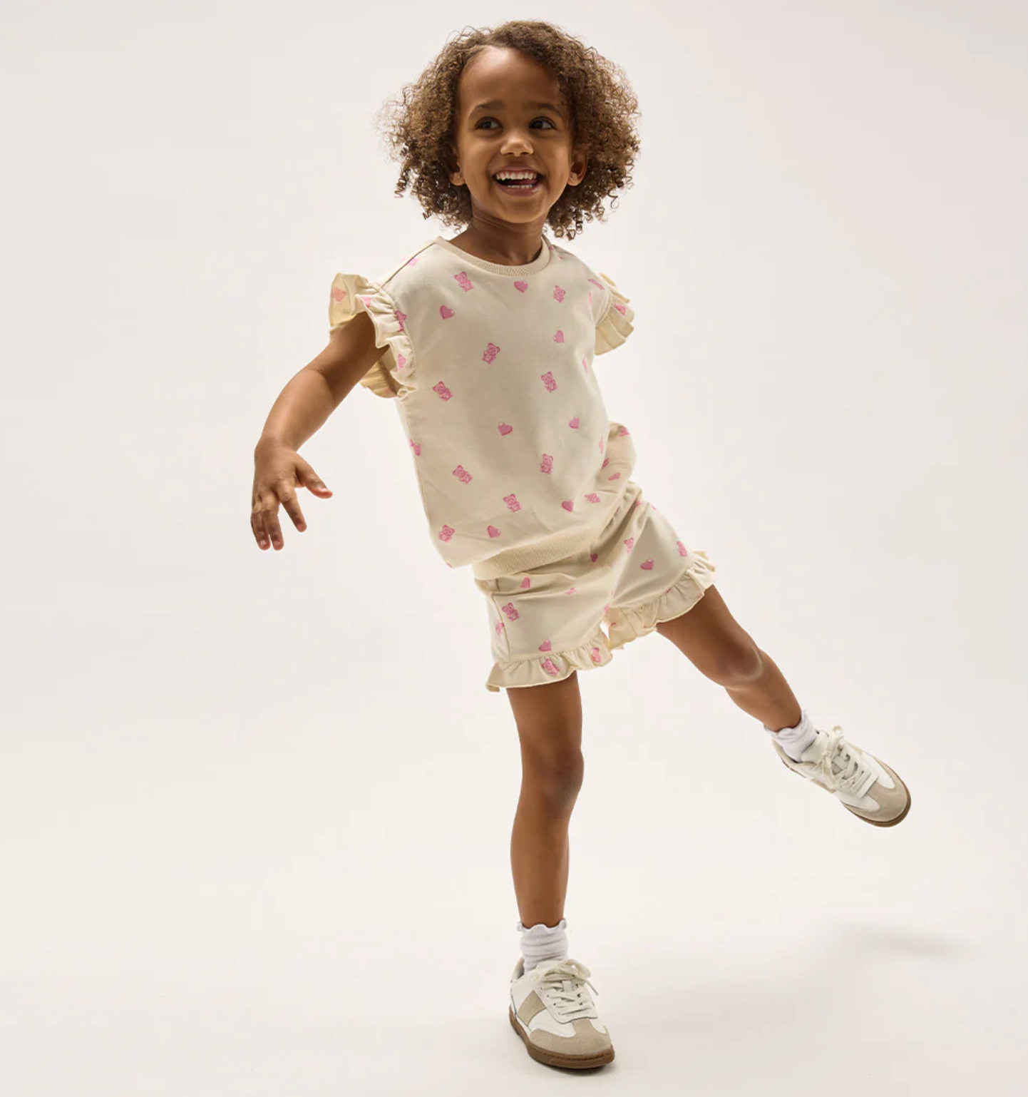 Gummy Bears on Ivory Ruffled Short Set from Anderson Parker