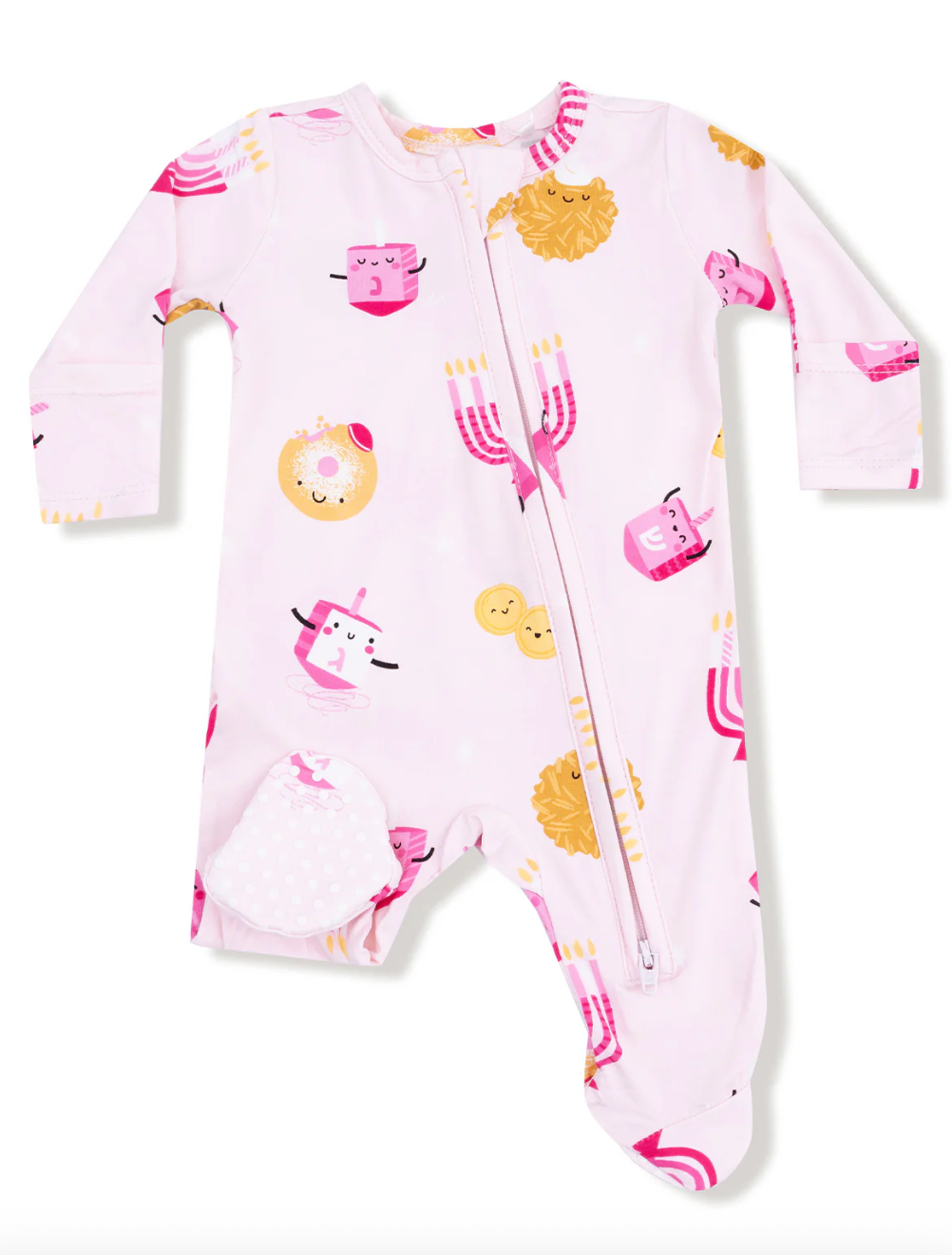 Hanukkah - Pink - 2 Way Zipper Ruffle Back Footie from Anderson Parker