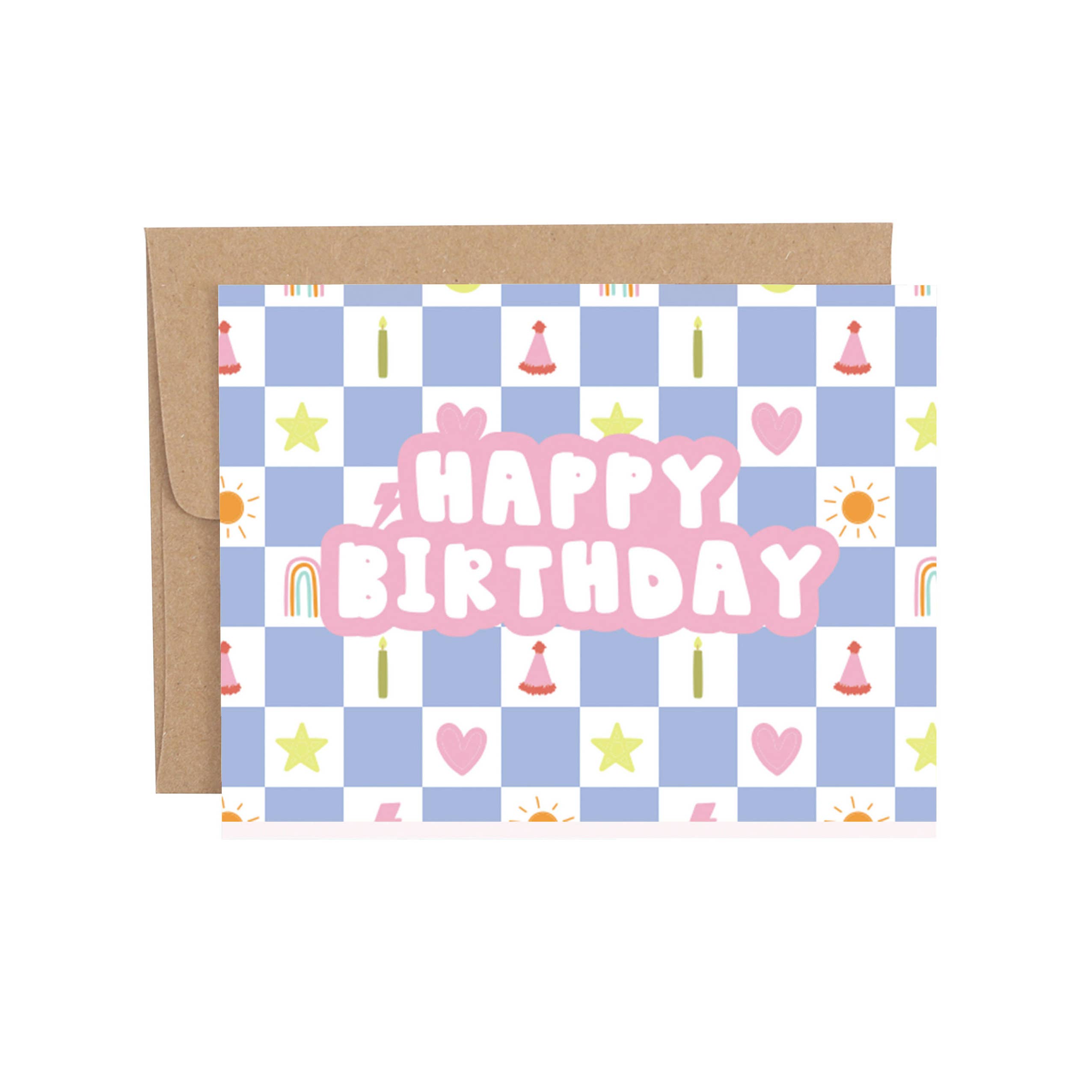 Happy Birthday Checkerboard Icons Greeting Card from Anderson Parker