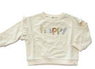 "Happy" Metallic Ruffle Slouch Sweatshirt from Anderson Parker