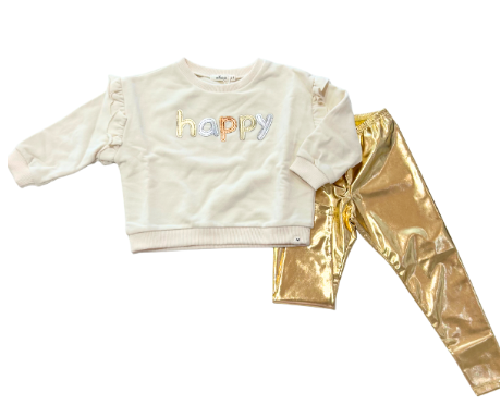 "Happy" Metallic Ruffle Slouch Sweatshirt from Anderson Parker