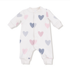 Hearts - French Terry - Baseball Collar Romper With Front Placket from Anderson Parker