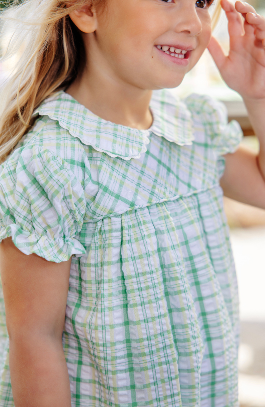 Holly Day Dress - Seersucker - Gibson Island Green and Lake Worth Yellow Sewanee Seersucker from Anderson Parker