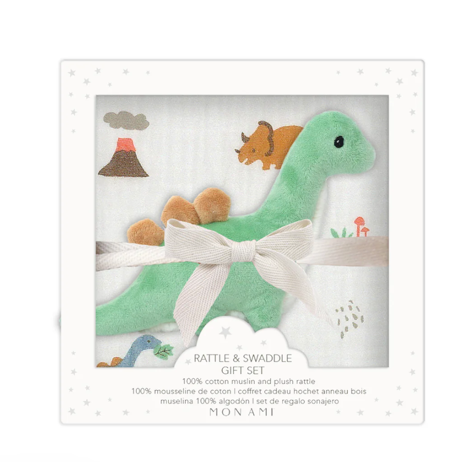 JURASSIQUE SWADDLE AND RATTLE GIFT SET - Anderson Parker