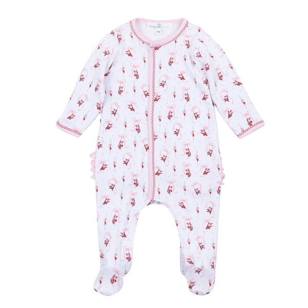 Jolly Ribbons Print Ruffle Footie from Anderson Parker