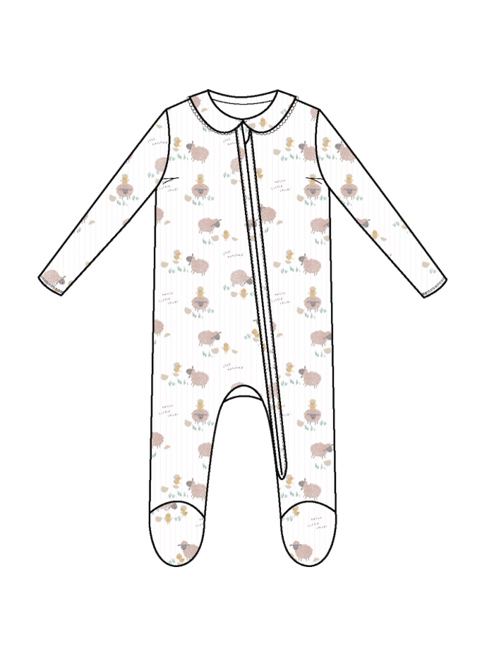 Just Hatched - Pink - Peter Pan 2 Way Zipper Footie from Anderson Parker