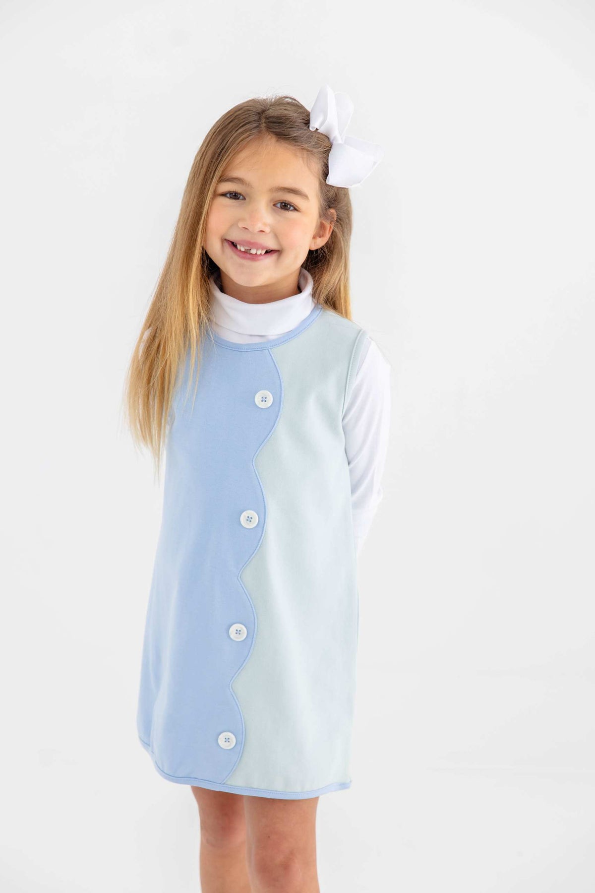 Kennedy Colorblock Dress - Heavy Weight Knit - Sarasota Sky/Old Greenwich Green from Anderson Parker
