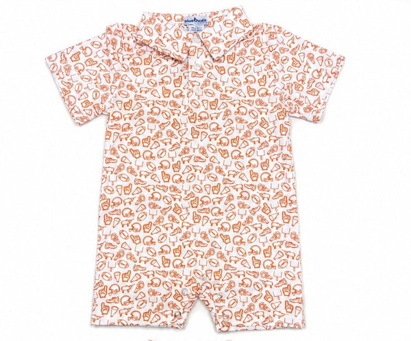 Kickoff Burnt Orange Polo Romper from Anderson Parker