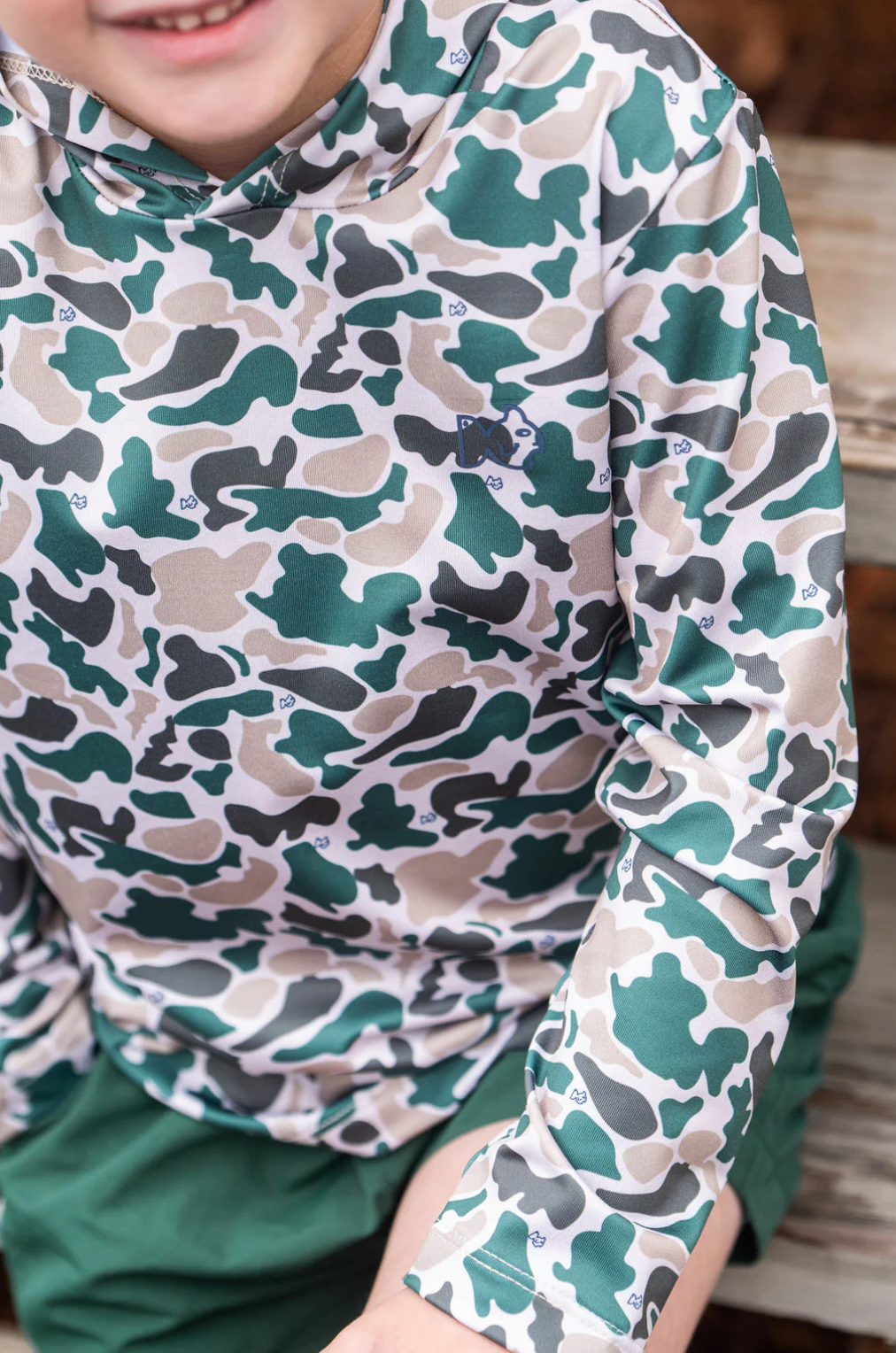 Kid's Pro Performance Hoodie T-shirt in Break Point Camo with Swordfish from Anderson Parker