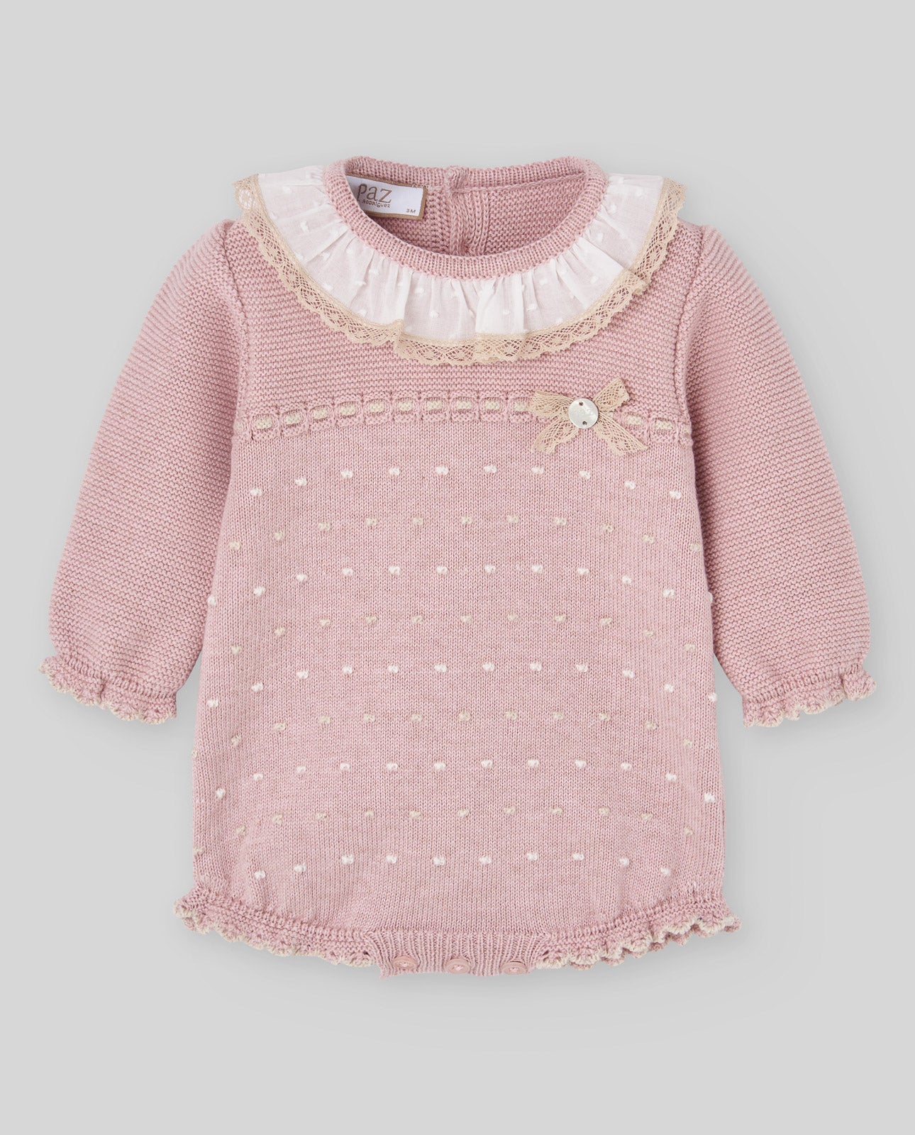 Knit Romper - Powder Pink/Light Brown from Anderson Parker