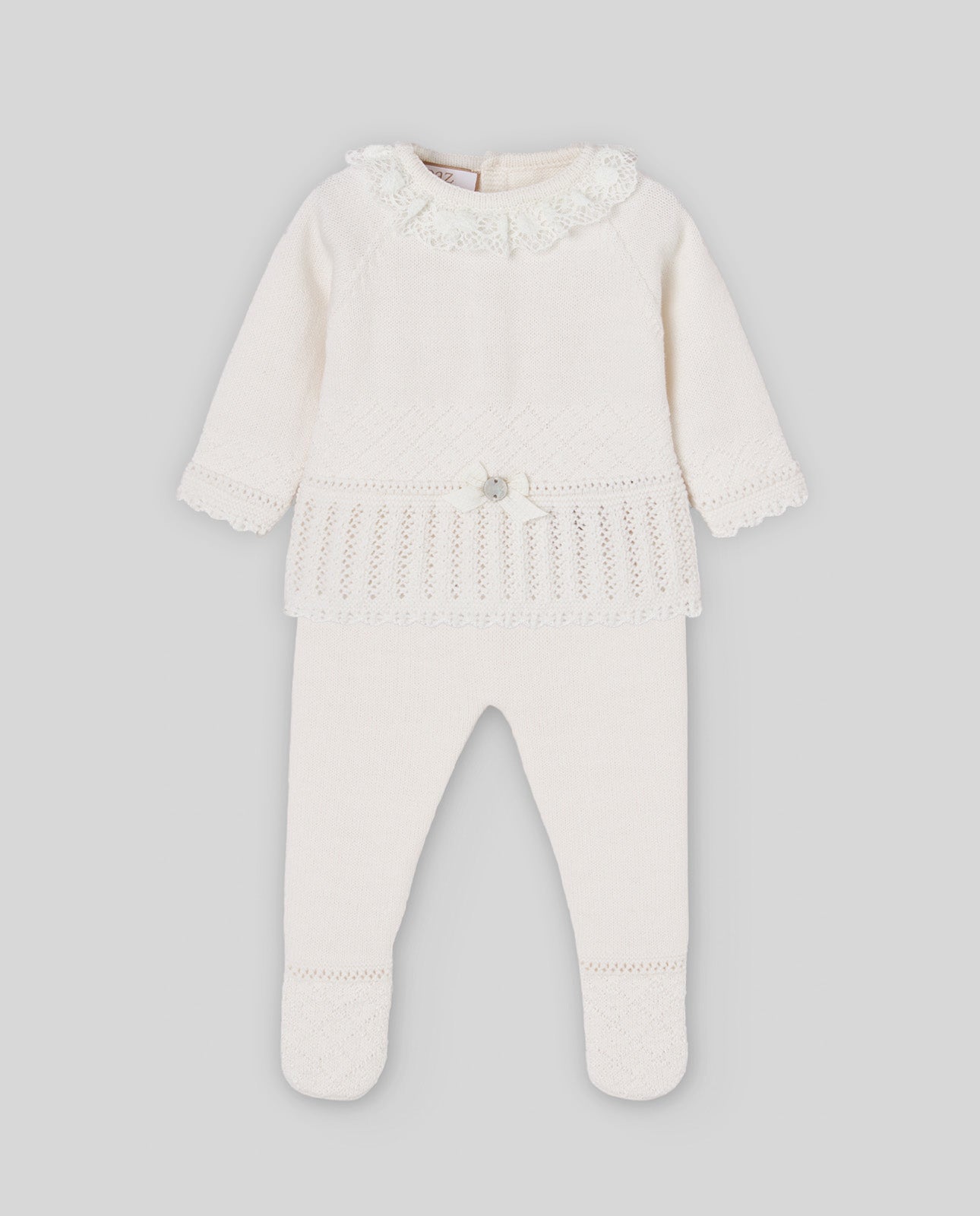 Knit Sweater + Legging Set w/ Lace - Cream/Cream from Anderson Parker