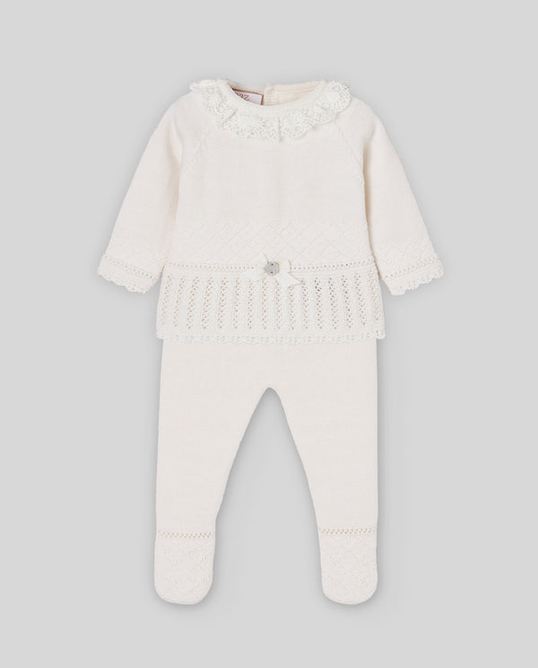 Knit Sweater + Legging Set w/ Lace - Cream/Cream from Anderson Parker