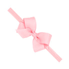 LT PINK - Mini Grosgrain Girls Hair Bow on a Soft Elastic Baby Band from Anderson Parker