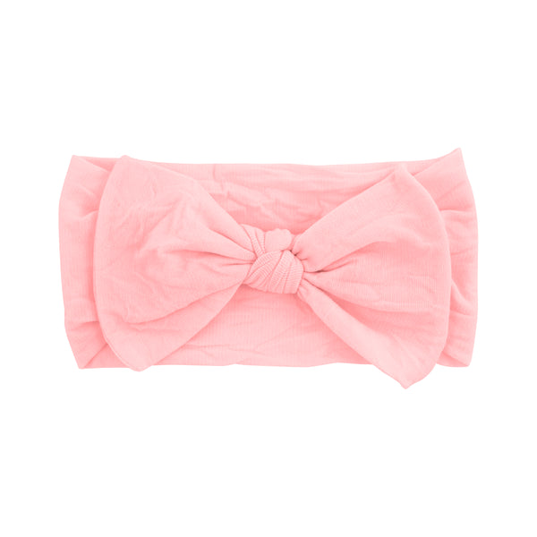LT PINK - Soft Nylon Girls Baby Band with Nylon Bowtie from Anderson Parker