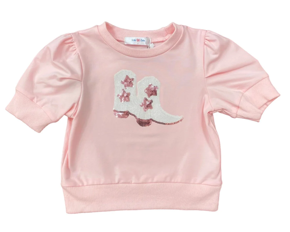 LULU BEBE PINK SEQUIN BOOT PUFF SHIRT from Anderson Parker