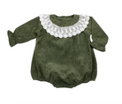 Lace Collar Bubble Romper - Forest Green from Anderson Parker