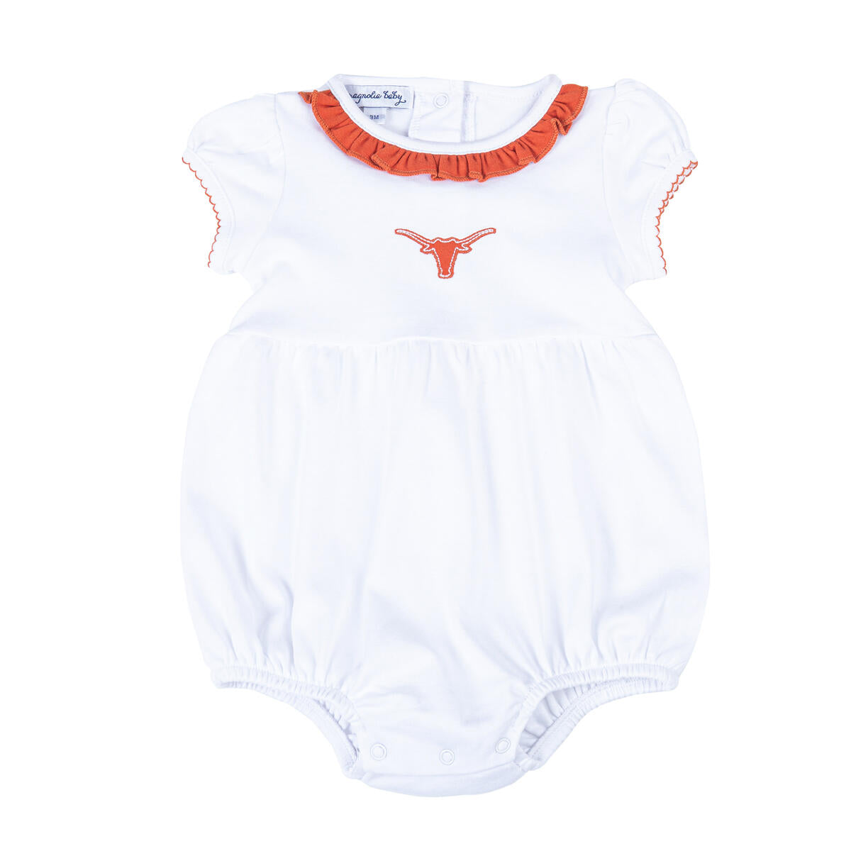 Lil' Longhorn Orange Emb S/S Girl Bubble from Anderson Parker