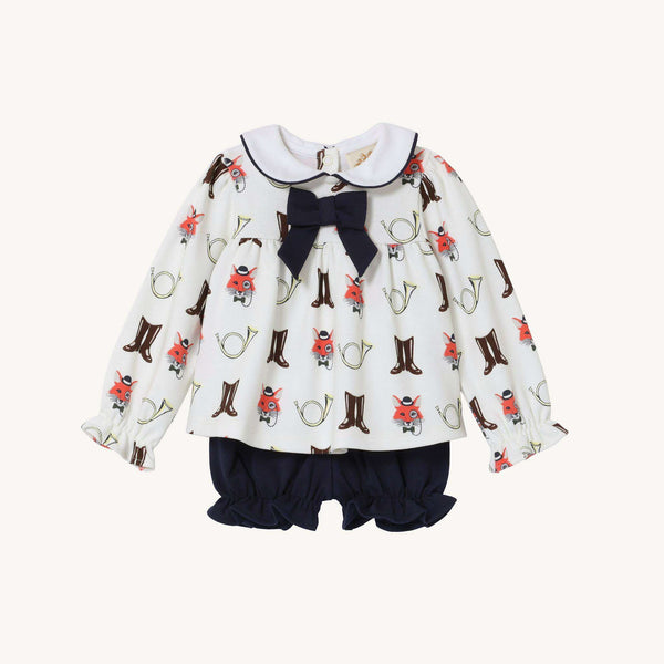 Long Sleeve Banks Bow Bloomer Set - Happy Hunting/Worth Ave White/Nantucket Navy from Anderson Parker