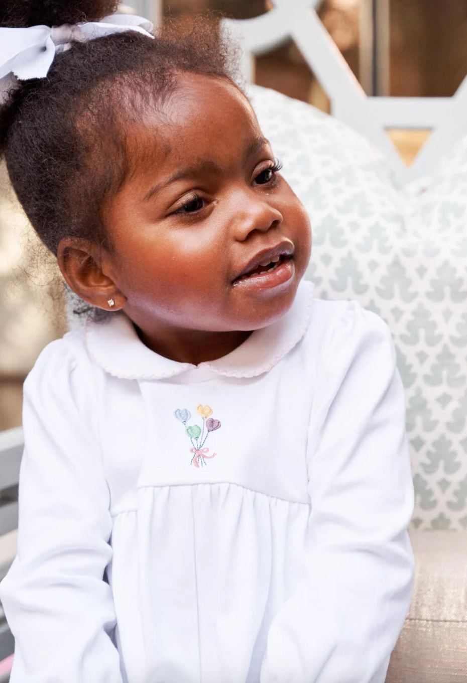 Long Sleeve Britt Romper - Worth Ave White/Palm Beach Pink from Anderson Parker