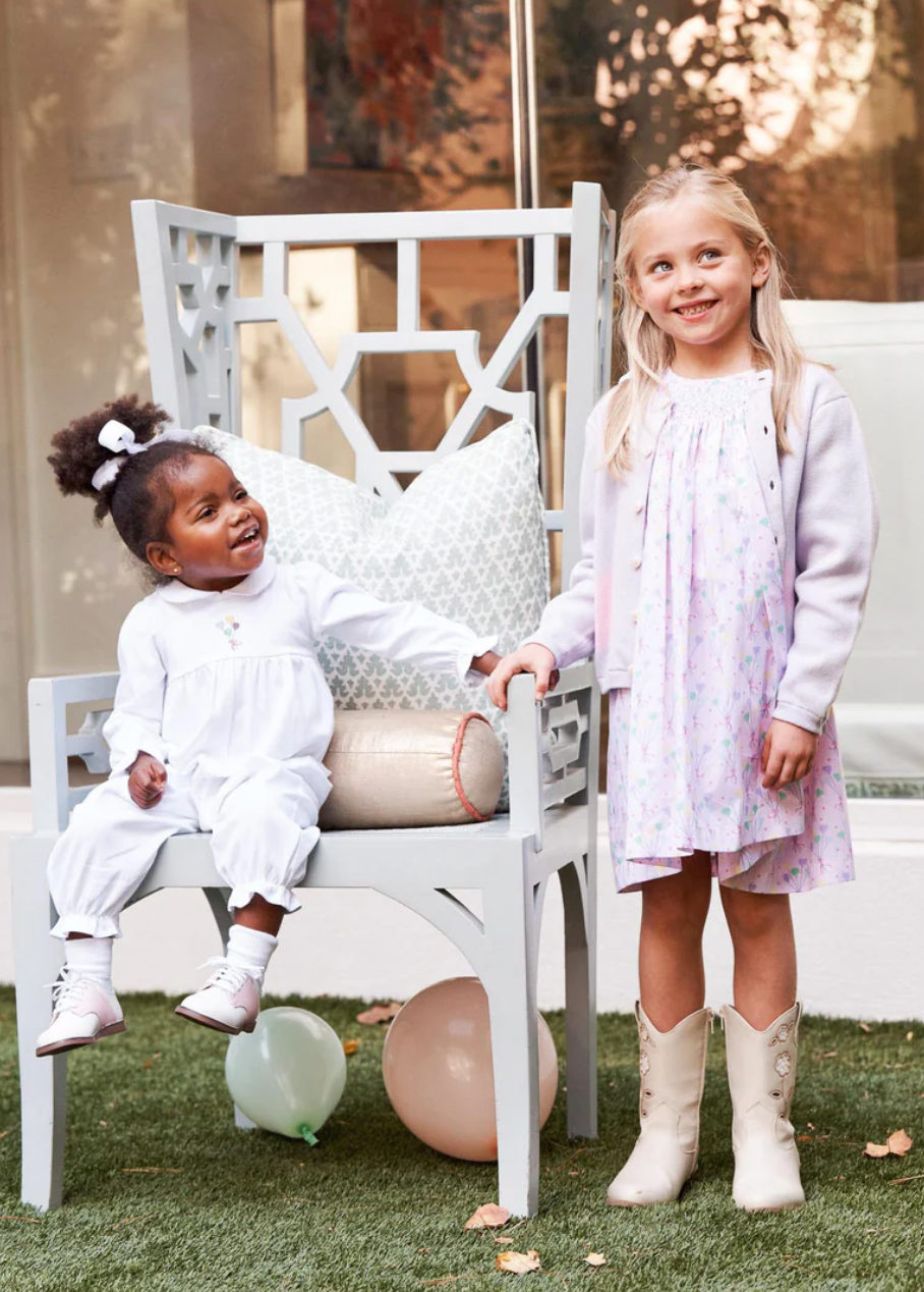 Long Sleeve Britt Romper - Worth Ave White/Palm Beach Pink from Anderson Parker