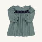 Long Sleeve Daphne Dress - Twill - Grier Green Herringbone/Nantucket Navy from Anderson Parker
