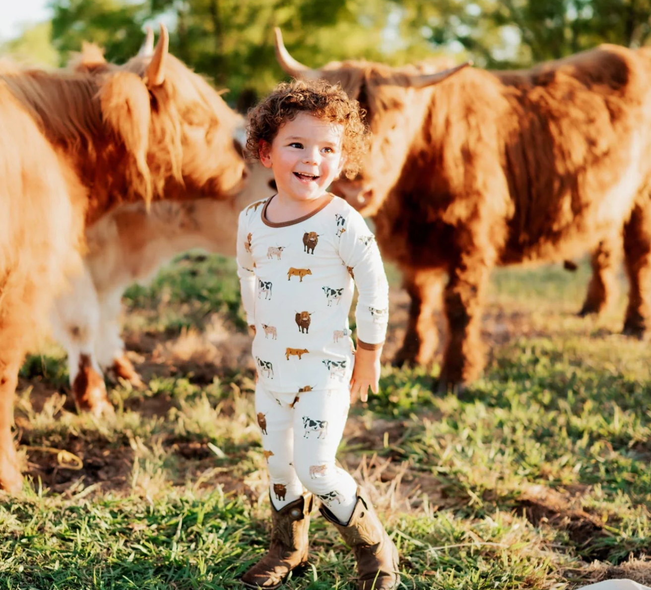 Long Sleeve Pajamas in Moo from Anderson Parker