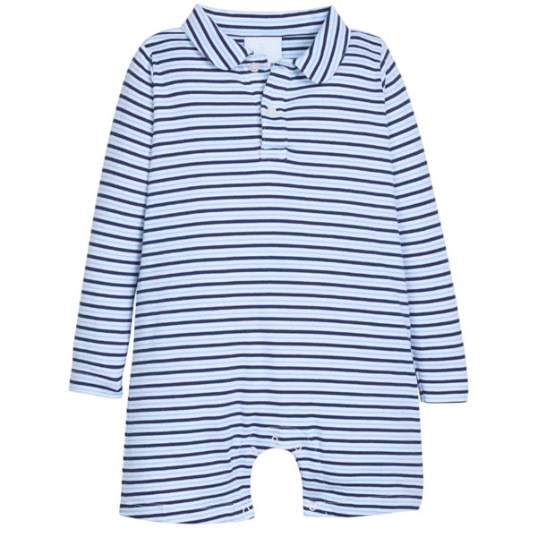 Long Sleeve Peter Pan Polo Romper - Winslow Stripe from Anderson Parker