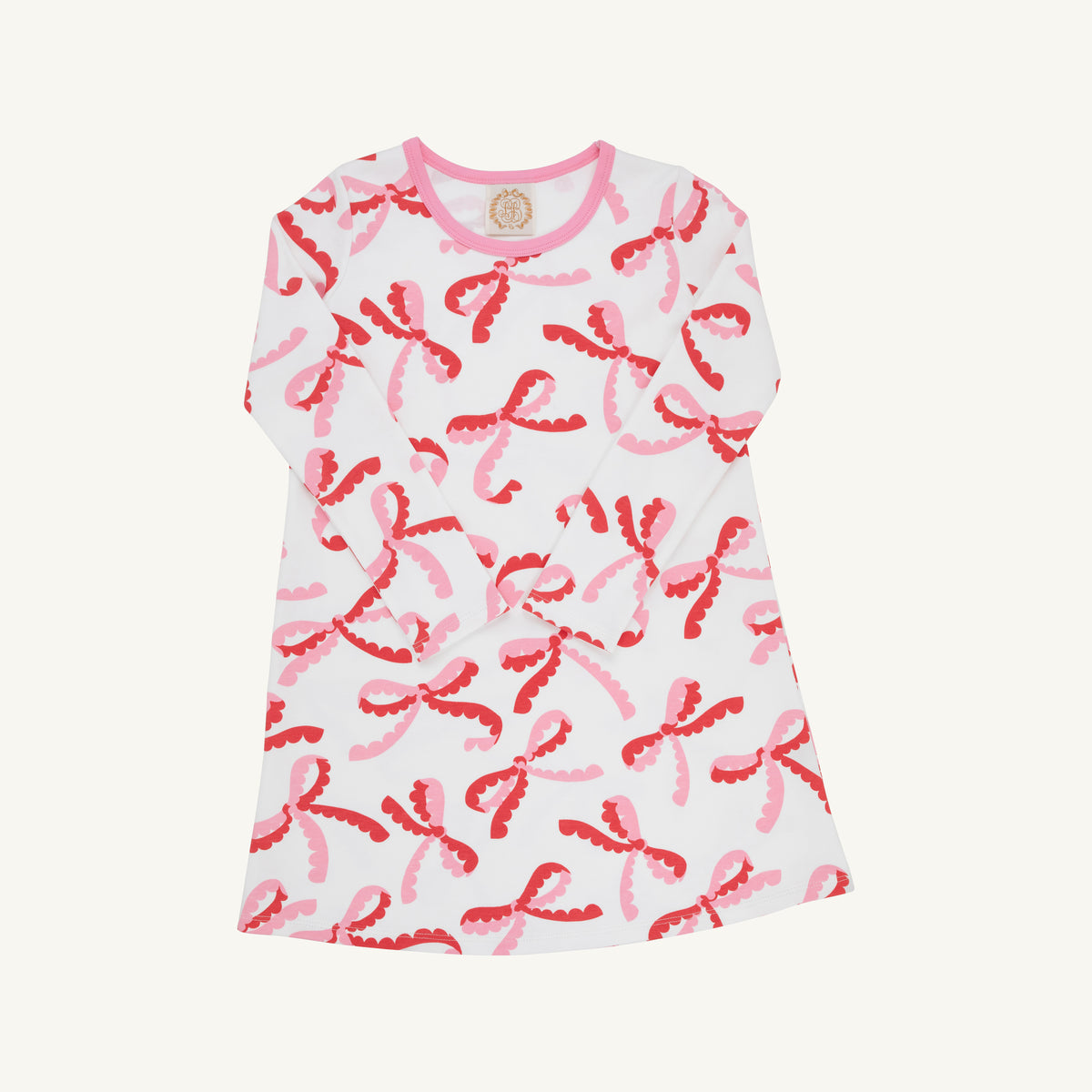 Long Sleeve Polly Play Dress - Heavy Weight - Bonnie Scot Bows/Hamptons Hot Pink from Anderson Parker