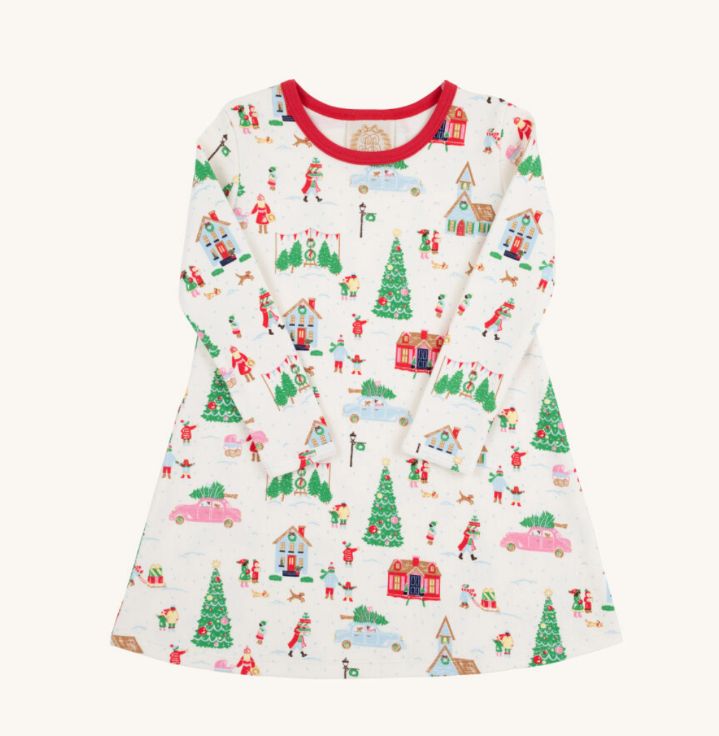 Long Sleeve Polly Play Dress - Make the Season Bright/Richmond Red from Anderson Parker