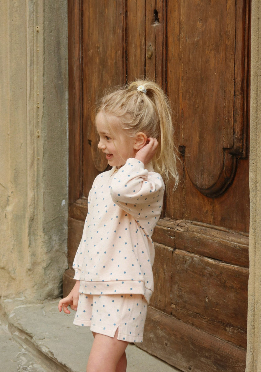 Long Sleeve Polo Set - Rosewater Dot from Anderson Parker