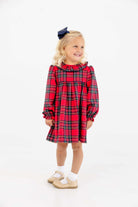 Long Sleeve Ramona Ruffle Dress - Woven Yarn - Society Prep Plaid/Worth Ave White from Anderson Parker