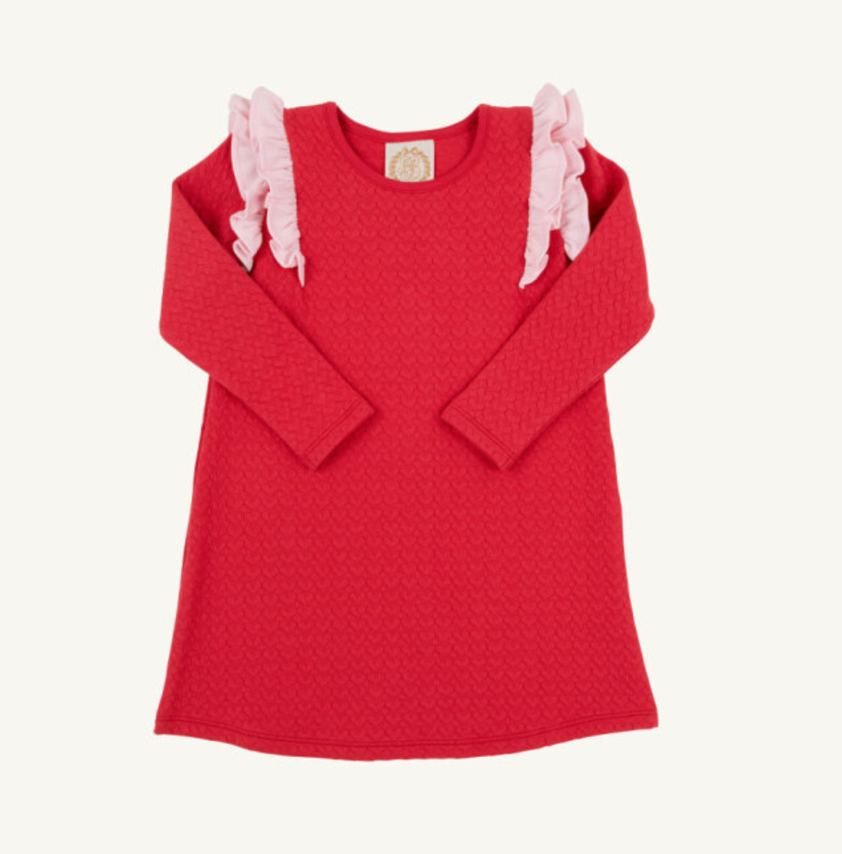 Long Sleeve Ruehling Ruffle Dress - Richmond Red/Palm Beach Pink from Anderson Parker