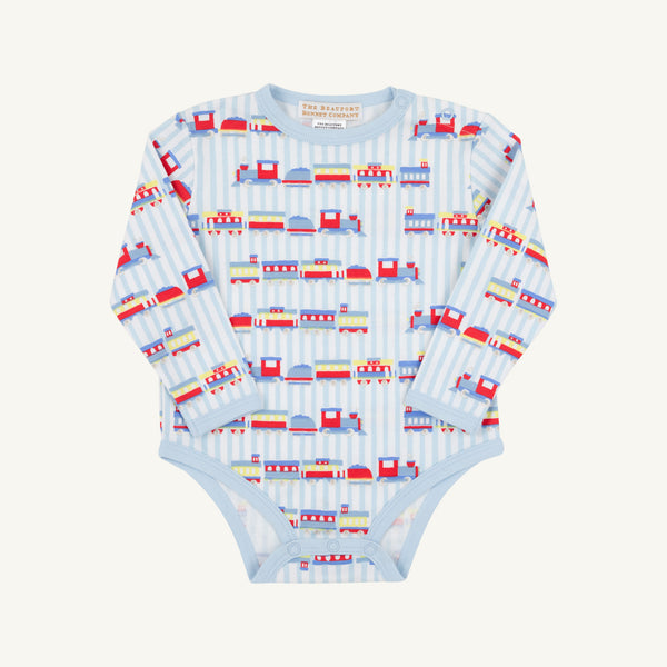 Long Sleeve Walt Onesie - Choo Choo Coming Through/Buckhead Blue from Anderson Parker