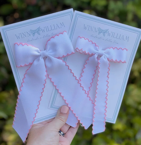 Long Tail Moon Stitch Bow - Pink from Anderson Parker