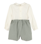 Luli & Me Boys Cozy Cord Shorts Set - Embroidered Shirt - Green from Anderson Parker