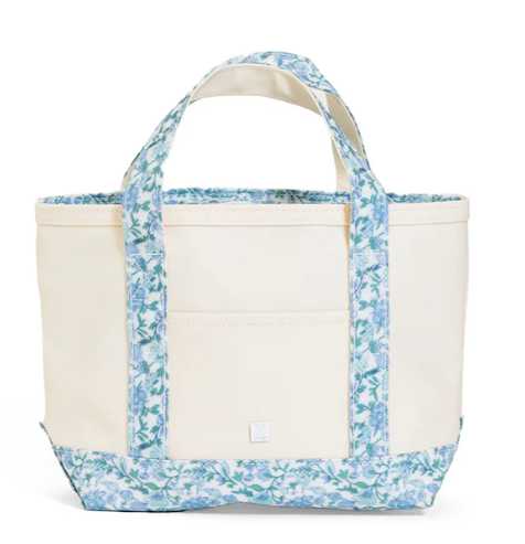 MINI TOTE - COATED CANVAS NATURAL With HAMPTON FLORAL TRIM from Anderson Parker