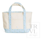 MINI TOTE - COATED CANVAS NATURAL with Petite Fleur Blue from Anderson Parker