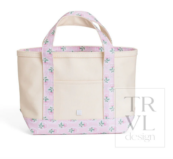 MINI TOTE - COATED CANVAS NATURAL with Petite Fleur Pink from Anderson Parker