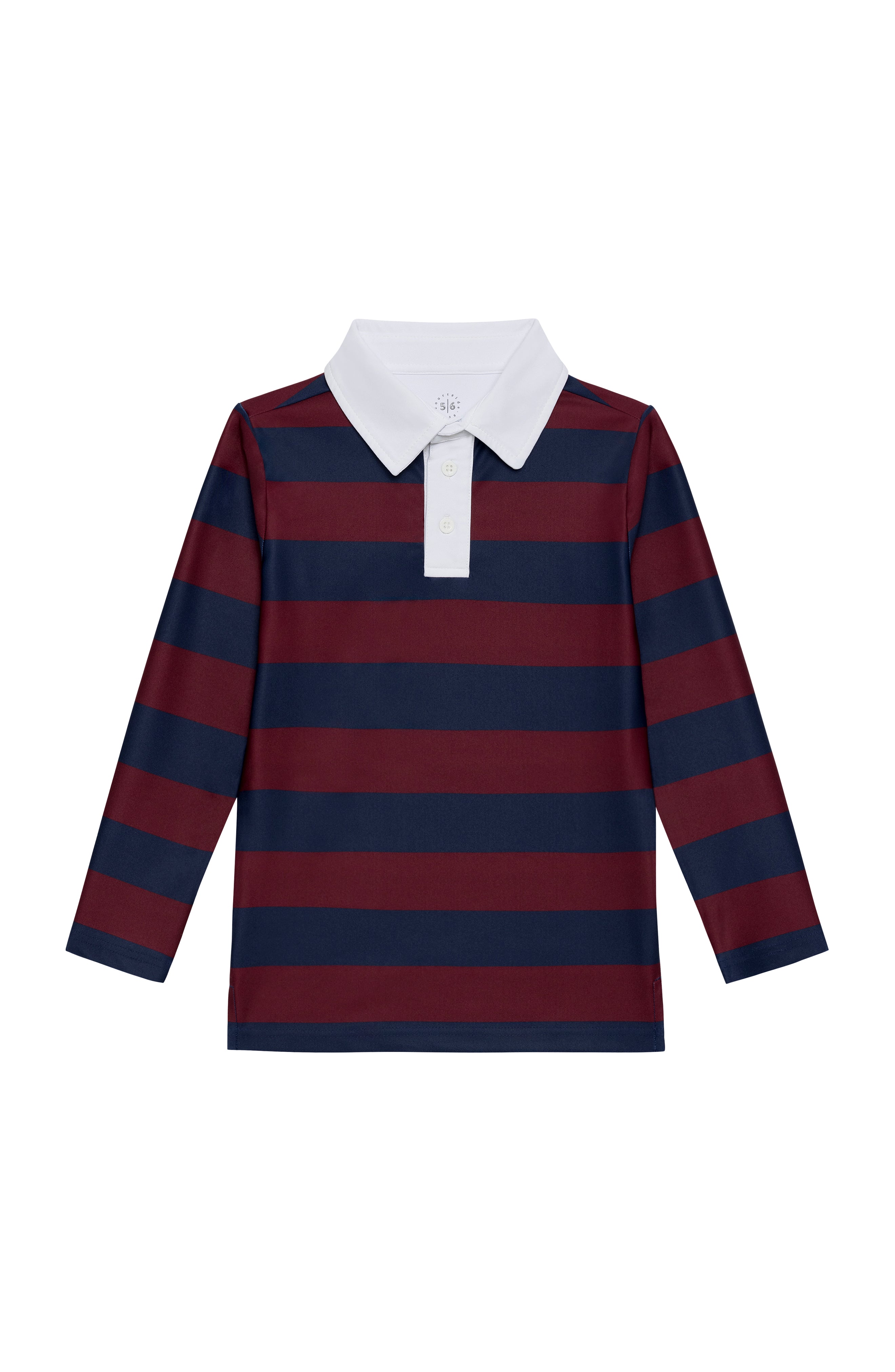 Maroon/Navy Stripe Long Sleeve Rugby Polo Shirt from Anderson Parker