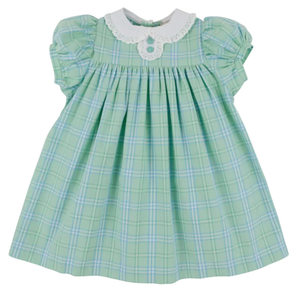 Mary Dal Dress - Pelham Bay Plaid (Green) with Worth Avenue White from Anderson Parker