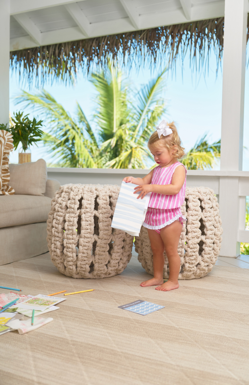 Mary Todd Tab Set - Broadcloth - Sea Wall Stripe (Winter Park Pink)/Worth Ave White from Anderson Parker