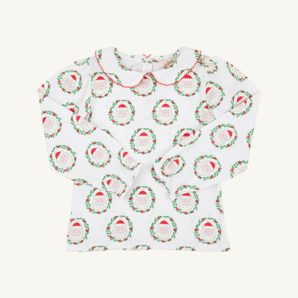 Maude's Peter Pan Collar Shirt - Pima Ls - North Pole Portrait/Richmond Red from Anderson Parker