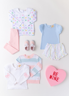 Maude's Ruffle Cassidy Comfy Crewneck - We Heart You (Palm Beach Pink)/Worth Ave White from Anderson Parker