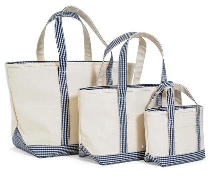 Maxi Tote - Coated Canvas Natural w/ Navy Gingham from Anderson Parker